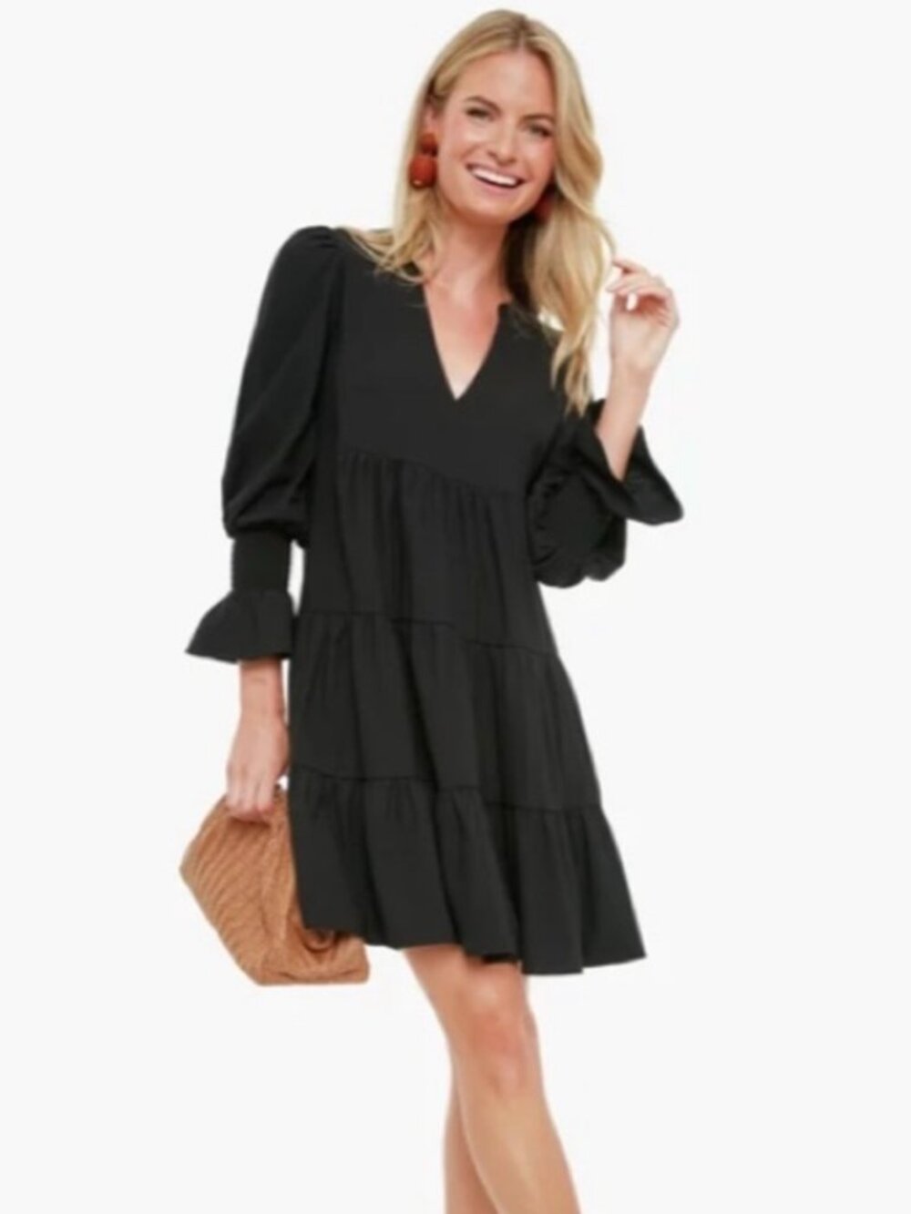 Pomander Place by Tuckernuck Crepe Kenzo Dress Women Medium Black V-Neck Tiered